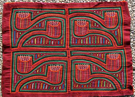 Mola met acht pijpen (collectie Marion Wetter) - mola's Kuna - Handwerkwereld