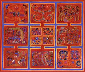 Quilt gemaakt van negen mola's - mola's Kuna - Handwerkwereld