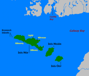 De Aran eilanden in de baai van Galway