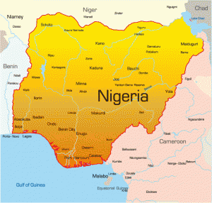 Indigo - Kaart van Nigeria met Kano in het noorden