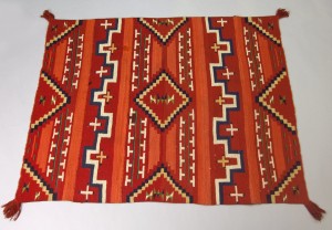 Navajo deken met terras- en getrapte patronen, circa 1870-1880 - Navajo weefkunst - Handwerkwereld