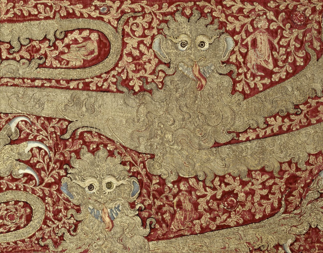 Opus anglicanum - Borduurwerk van luipaarden, gemaakt voor Edward III van Engeland - Museum van Cluny, Nationaal Museum van de Middeleeuwen, Parijs. - Handerkwereld